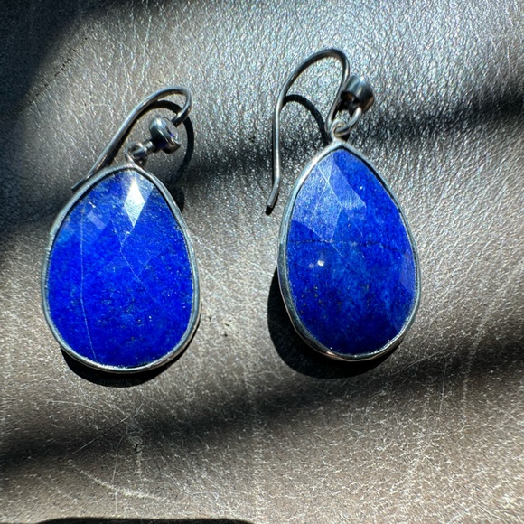Silpada Sterling Silver ‘Twilight Drop’ Lapis Lazuli & CZ Teardrop Earrings - Picture 4 of 4